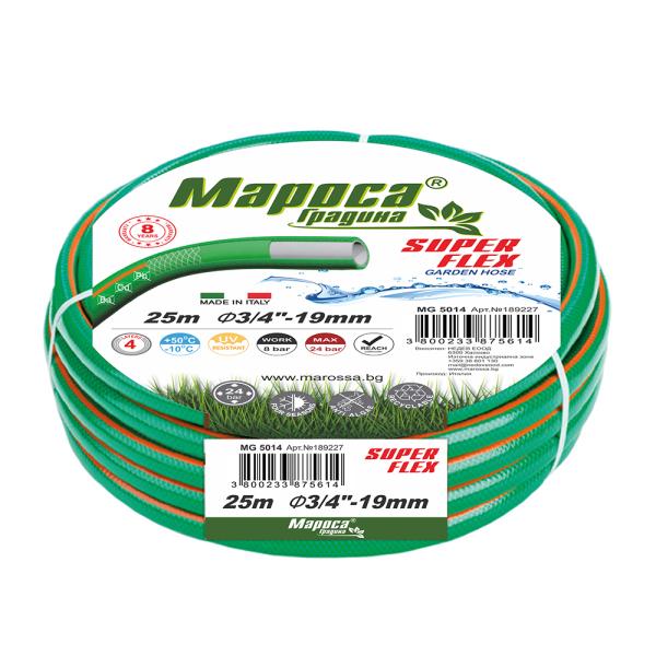 Градински Маркуч МАРОСА MG 5014, 3/4", 19 мм, 25 метра, 30 bar, 4 - Пластов Super Flex, UV